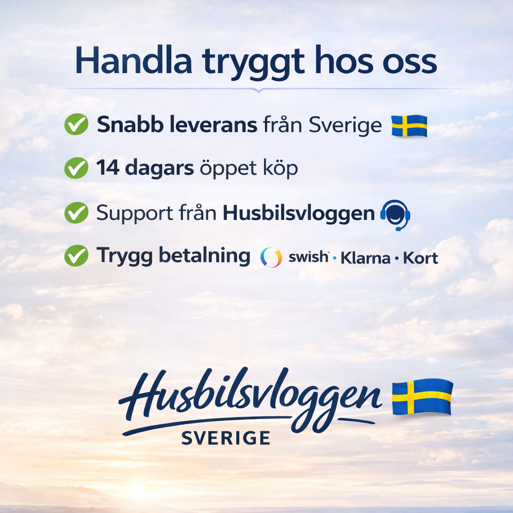 Handla tryggt hos Husbilsvloggen Sverige – snabb leverans, öppet köp och säker betalning