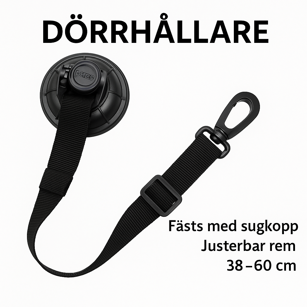 Dörrhållare med Sugkopp – Håller Bodelsdörren Öppen Stabilt (38–60 cm)