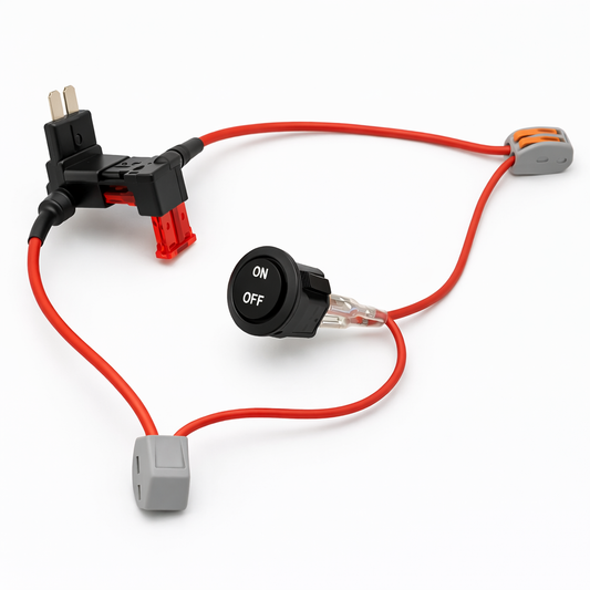 Husbilsvloggen SmartSwitch 12V av/på-brytare för MINI säkring monterad med säkringsadapter för bil och husbil